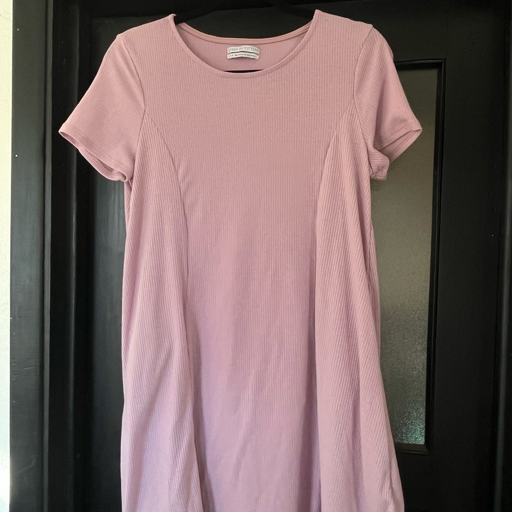 Pink Ribbed Dress with pockets